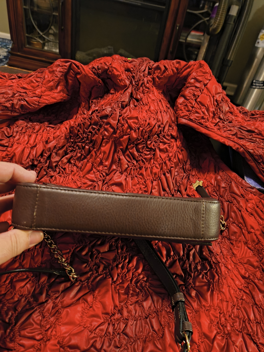RADLEY LONDON Brown Leather Crossbody Bag with Gold Chain Detail